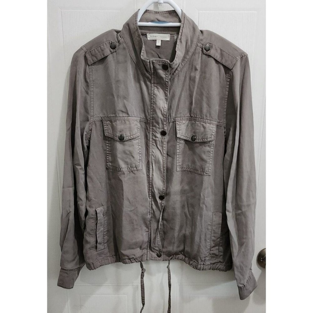 Bohme Essentials Women's Utility Jacket Lightweight Drawstring Waist Gray Size S